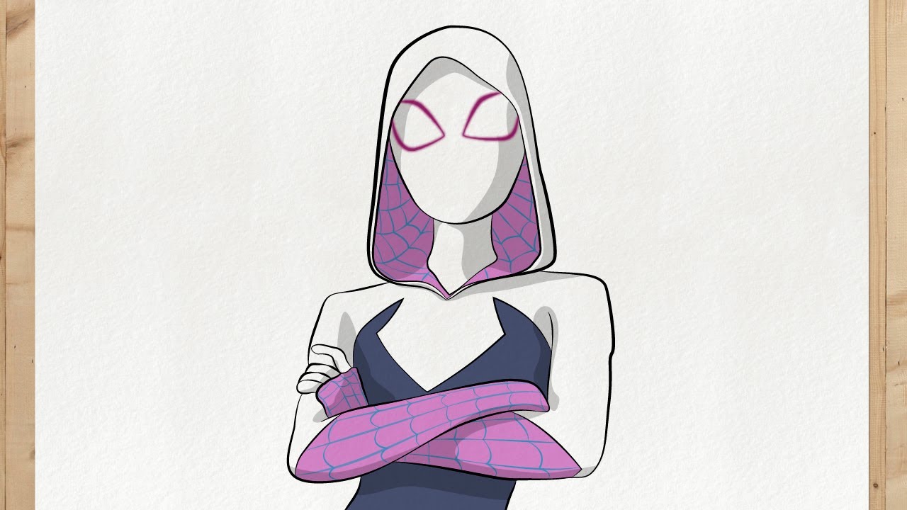 Como desenhar a SPIDER GWEN (Mulher Aranha - ARANHAVERSO) passo a passo ...