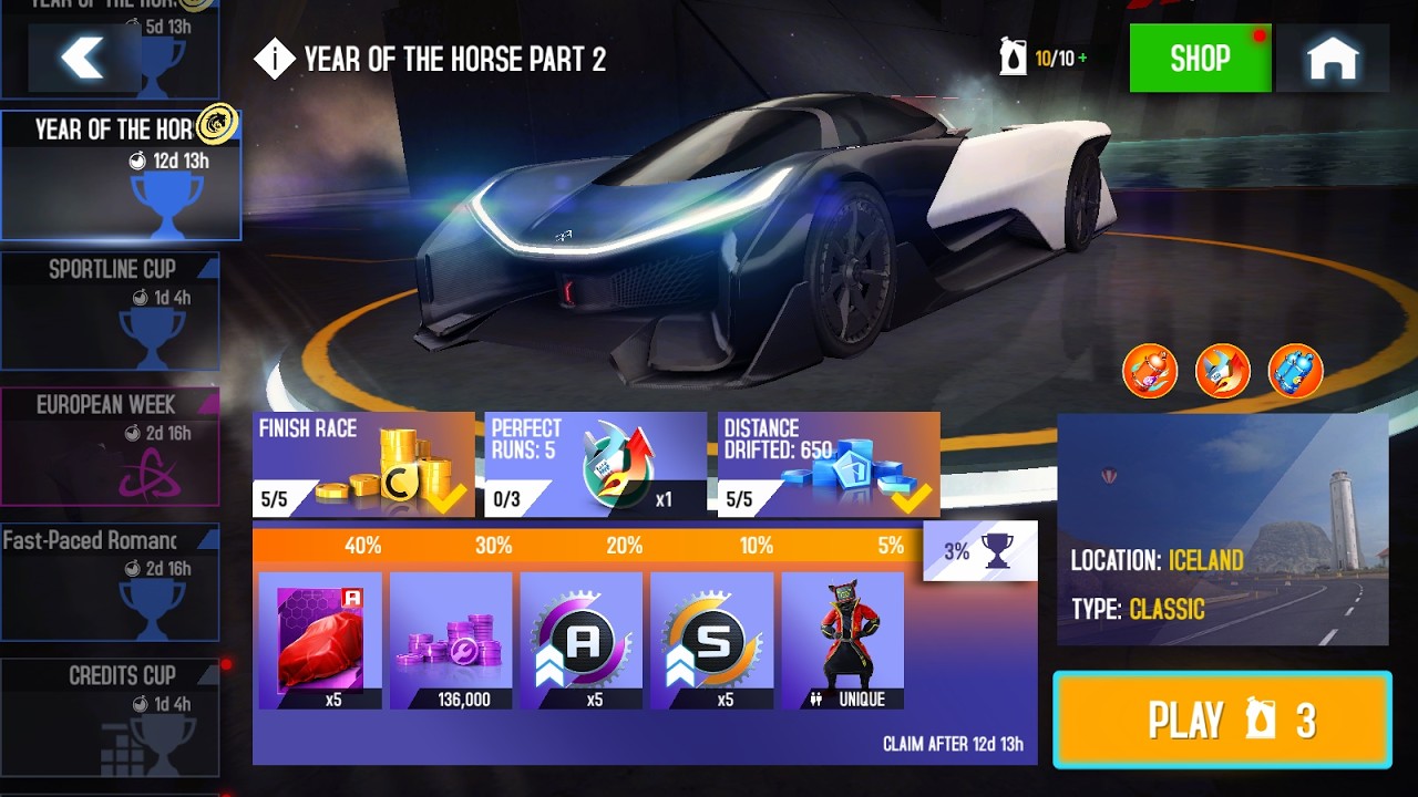 Asphalt 8 YEAR OF THE HORSE PART 2 Event || year of the horse part 2 top 3% Faraday