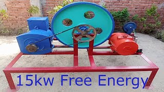 How To Make 15kw Free Energy From 15kw Generator And 5.5kw Alternator And 120kg 32inch Flywheel 230v