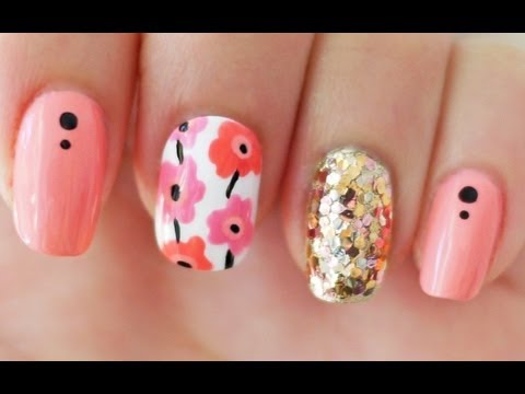 Marimekko Inspired Flower Nails