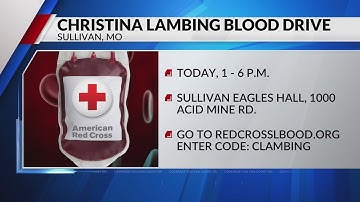American Red Cross holding Christina Lambing Blood Drive today