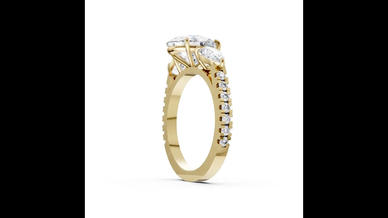 Oval Cut Lab Grown Diamond Three Stone Engagement Ring