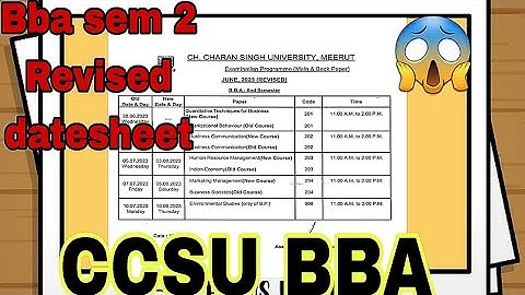 CCSU BBA 2ND SEMESTER REVISED DATESHEET 😱😱😱😱😱😱😱😱😱