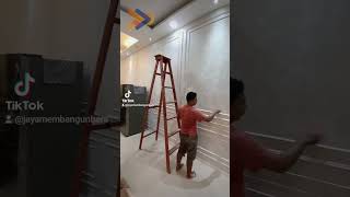 cara pasang wall moulding, kalau pasangan betul pasti hasilnya rapi