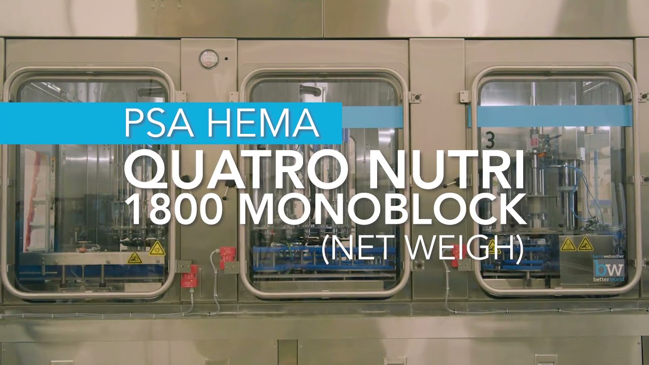 PSA/Hema Quatro Nutri 1800 Filler Monoblock with Servo Capper