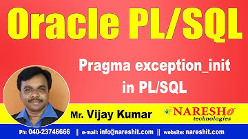 Pragma exception_init in PL/SQL | Oracle PL/SQL Tutorial Videos | Mr.Vijay Kumar
