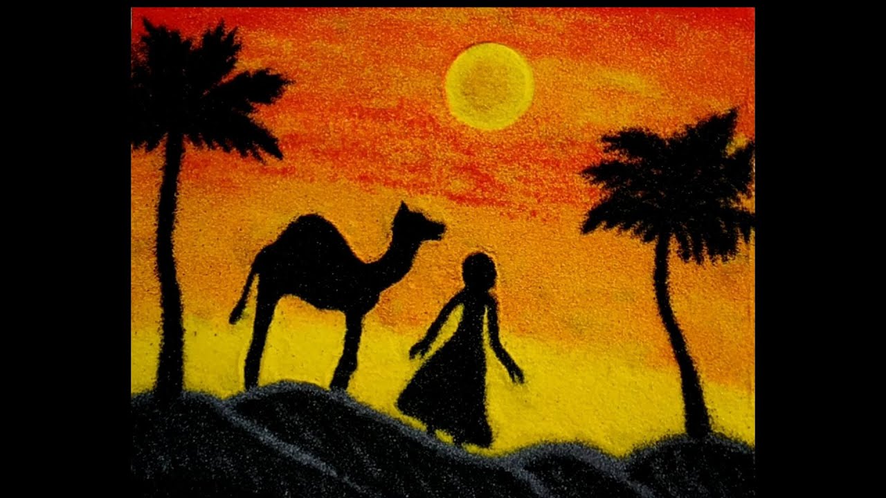 Sunset Rangoli Design poster rangoli idea/sunset rangoli/sand art - YouTube