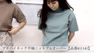 プチハイネック半袖ニットプルオーバー（811141）