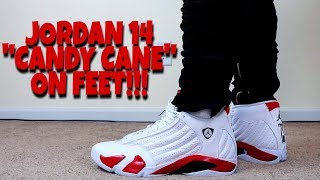 jordan 14 candy cane 2019 on feet