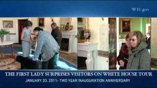 Raw Video: The First Lady and Bo Surprise White House Visitors