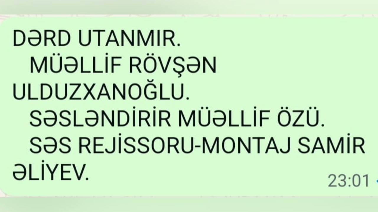 Rövşen Ulduzxanoğlu derd utanmır 2025
