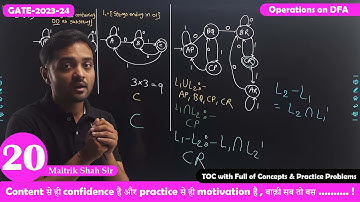 Lec 20 Operations on DFA || Theory of Computation (TOC) || CS & IT || GATE-2023-24