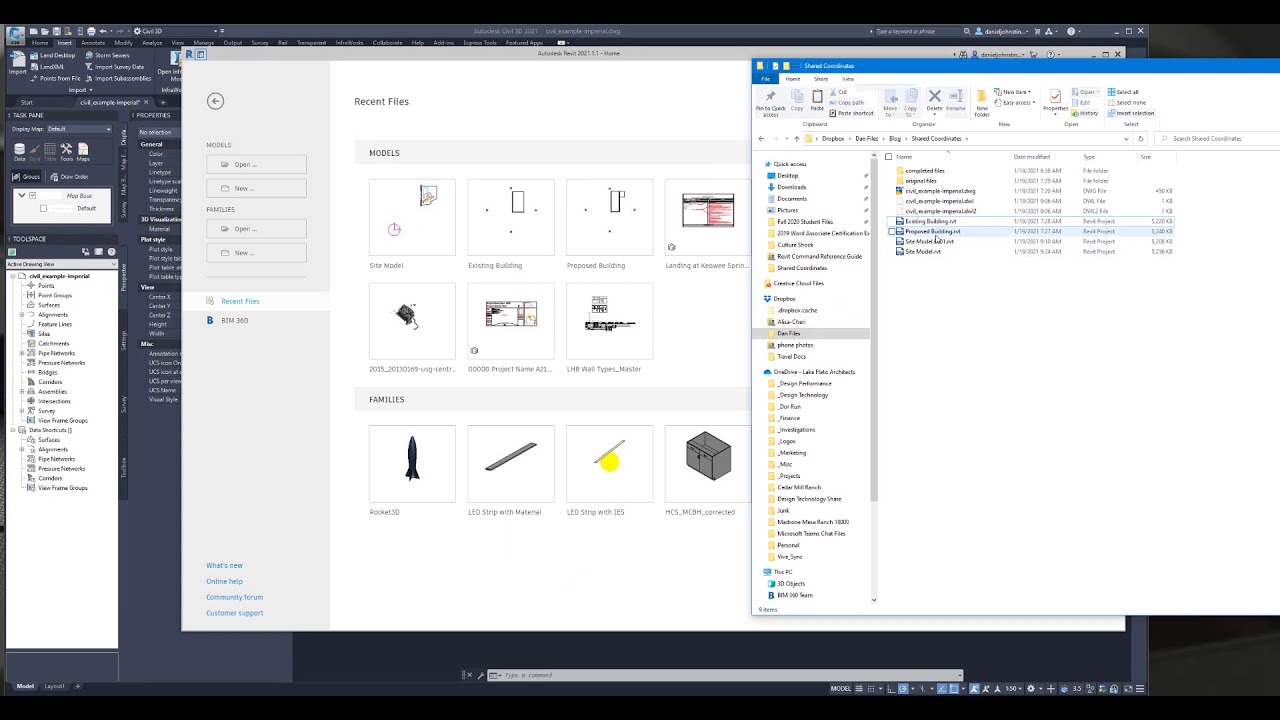 Revit Shared Coordinates Civil CAD to Revit and Back - YouTube