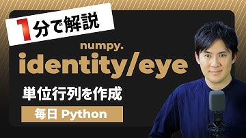 【毎日Python】Pythonで単位行列を作成する方法｜numpy.identity,eye