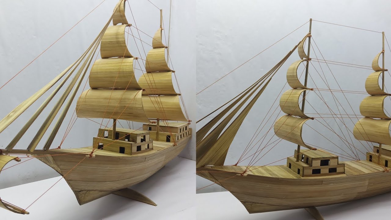  part one miniatur  dari  bambu  perahu layar kekinian 