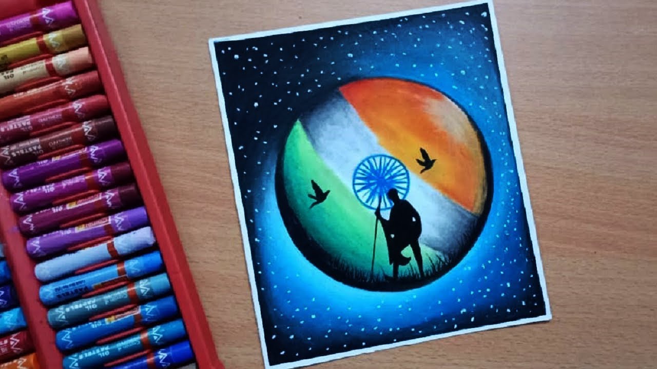 Republic Day Drawing with Oil Pastel step by step || Independence ...