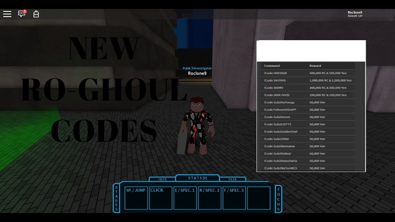 Ro Ghoul Codes 2020 March - zeze roblox id suggestion