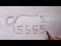Draw Lion From 555 Number Drawing Lion For Beginners Lion Drawing Sketch 