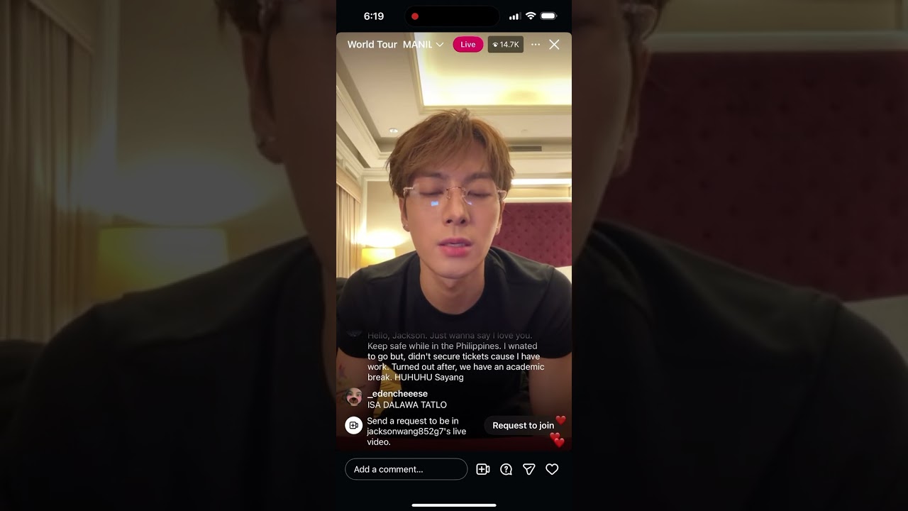 Jackson Wang was live on Instagram on October 30th.