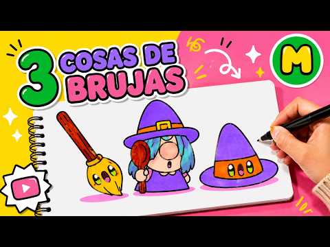 How to draw 3 kawaii witch things step by step