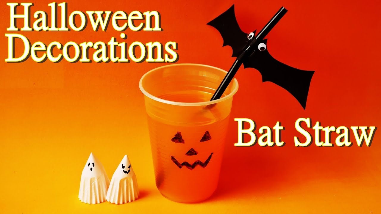 折り紙ハロウィン コウモリのストロー 作り方 簡単なハロウィンの飾り付け Halloween Decorations Origami Bat Straw Craft Easy Tutorial Youtube