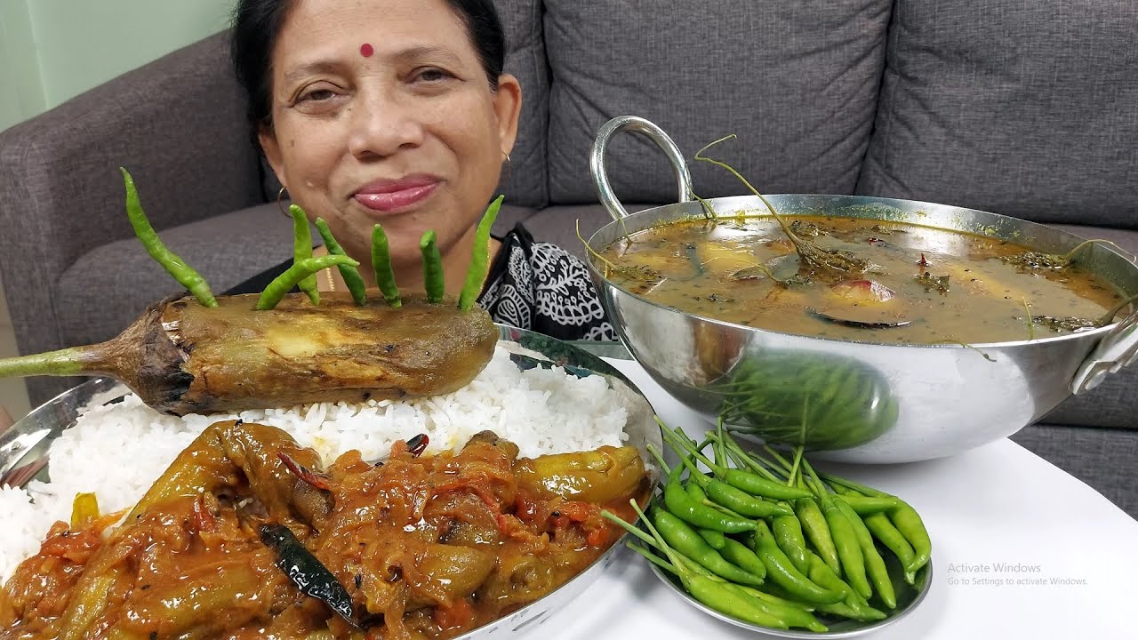 ASMR Bitter Gourd Curry and Roasted Eggplant Eating Show