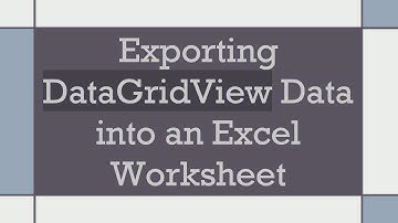 Exporting DataGridView Data into an Excel Worksheet
