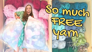 🧶 I got 120+ skeins of yarn FOR FREE!! 😱 🧶 // yarn haul unboxing // Tashi at Home Vlog
