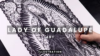 Detailed Pen Illustration | Our Lady of Guadalupe Artwork #OurLadyOfGuadalupe #PenIllustration