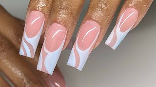 Tapered Square Gel X Nails | Abstract Frenchies