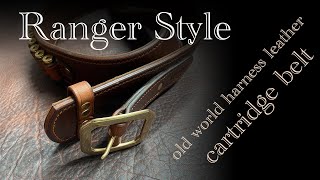 Cartridge Belt...beautiful old world harness leather with brass hardware and .45 caliber loops