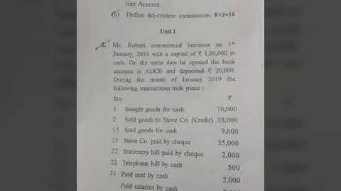 B.Com 1st Sem Questionpaper :- Financial Accounting (Dec 2019) BPSMV University