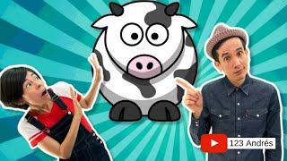 La vaca Lola y otras canciones divertidas de animales de 123 Andrés. Juegos y música para niños.