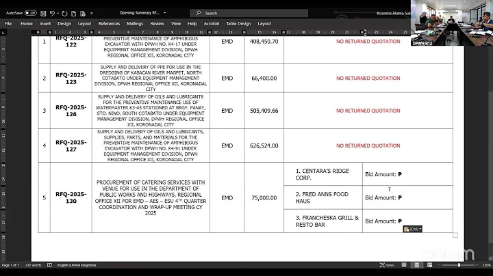 PRE-BID CONFERENCE & RFQ BID OPENING - December 10, 2025