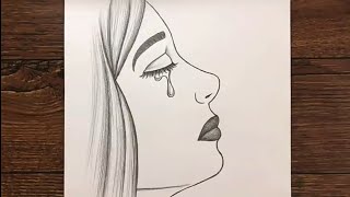 رسم سهل | تعليم رسم بنت حزينة بالرصاص خطوة بخطوة للمبتدئين بطريقة سهلة | رسم فتاة