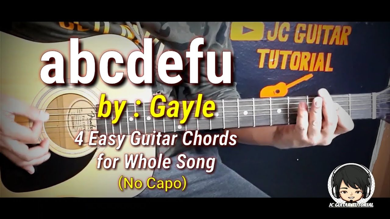Abcdefu Gayle Guitar Chords (4 Easy Guitar Chords / No Capo) YouTube