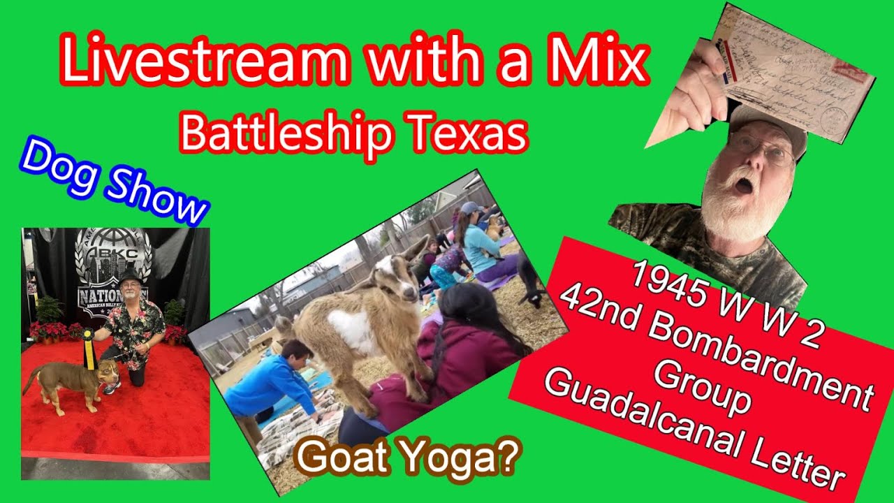Battleship Texas, World War 2 letters, Dog Show Info and GOAT YOGA?