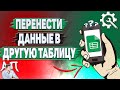 Как перенести данные с одной таблицы в другую в Гугл таблицах?