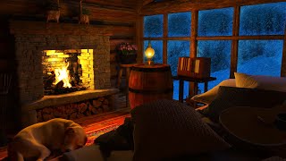 Cozy Winter Cabin Ambience - Blizzard and Fireplace Sounds for Sleep, Relax, Fall Asleep, Insomnia