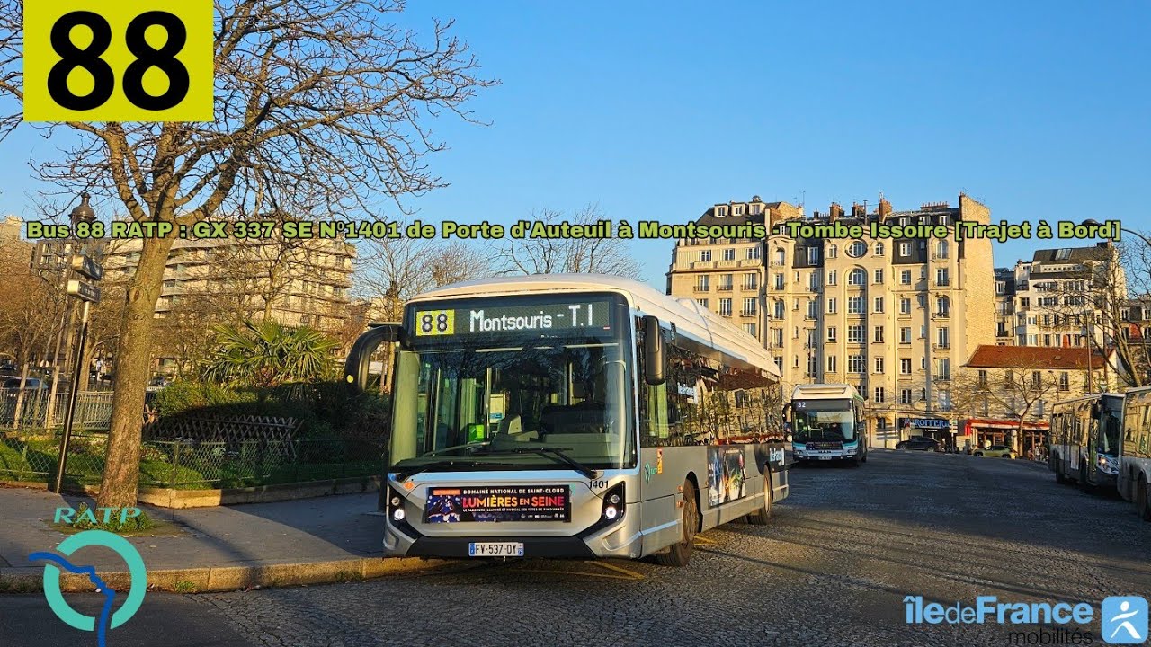 Bus 88 RATP GX 337 SE N 1401 Porte D Auteuil Montsouris Tombe Bus 88 RATP GX 337 SE N 1401 Porte D Auteuil Montsouris Tombe
