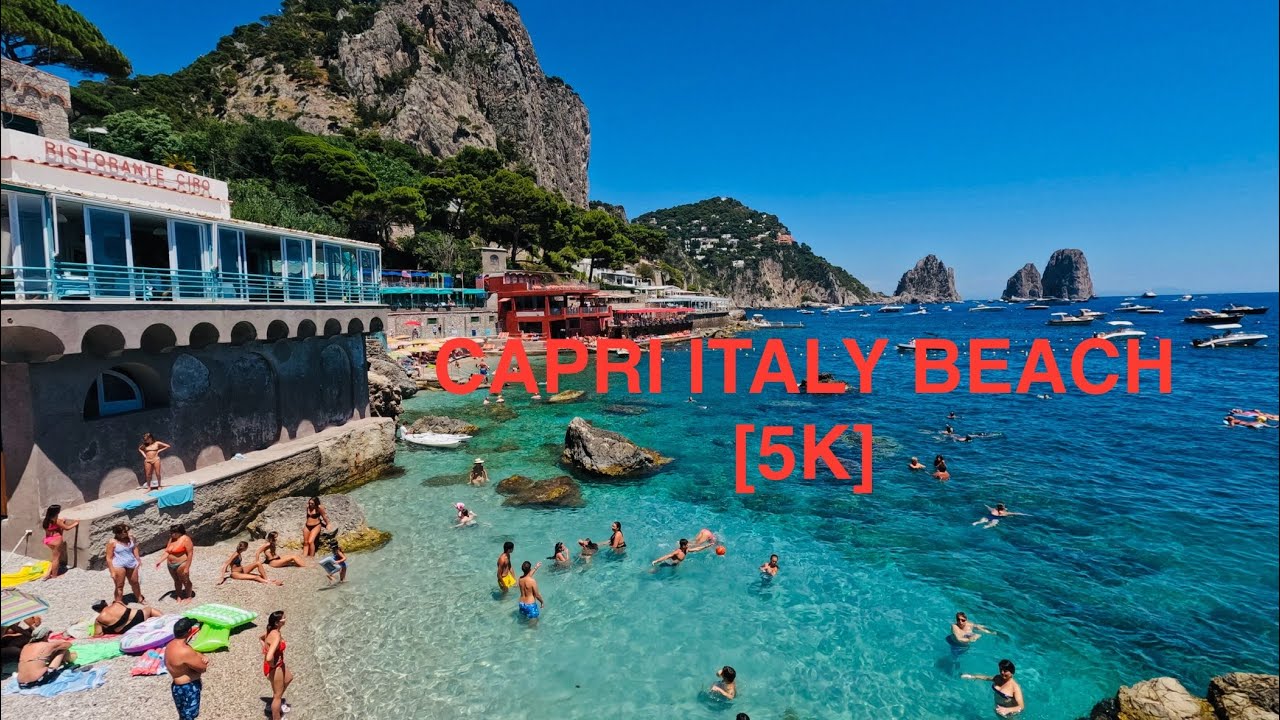 CAPRI ITALY AMALFI BEACH WALK [5K] - CAPRI MARINA PICCOLA STUNNING BEACH WALK