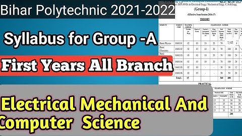 Polytechnic First Semestre Electrical Engg Syllabus/ Bihar Polytechnic Mechanical Engg Syllabus
