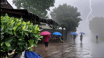 Heavy rains hit my village in Indonesia||wet and refreshing atmosphere
