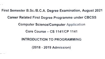 #2 IP | INTRODUCTION TO PROGRAMMING previous question paper | KERALA UNIVERSITY | BSc CS/ B.C.A | KU