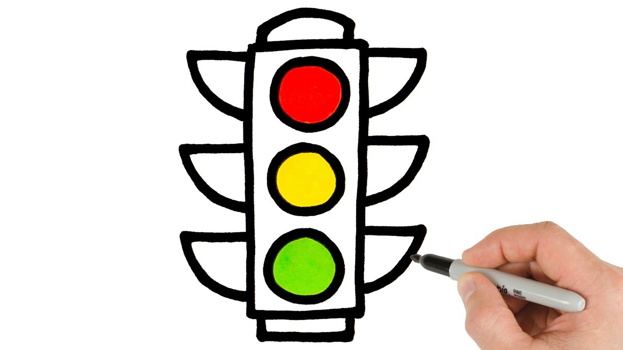 How to drawA traffic light drawing step by step