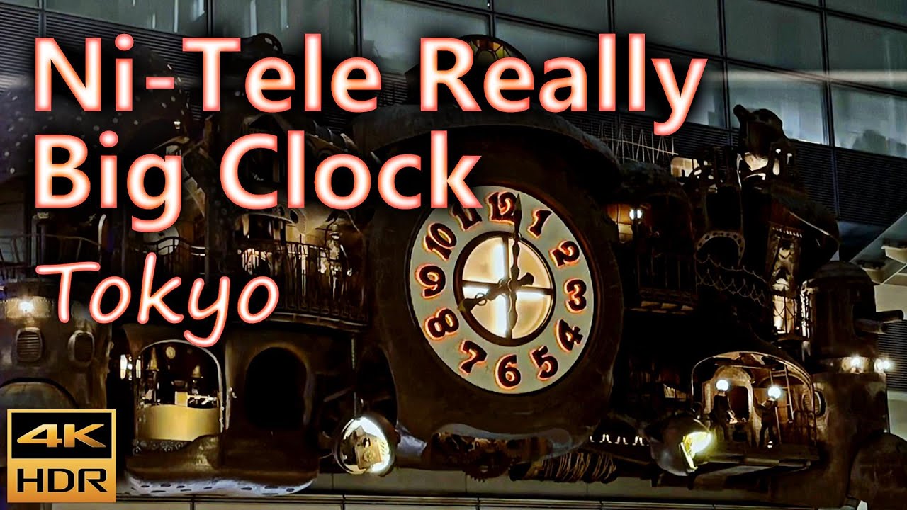 At evening, Ni-Tele Really Big Clock or The Giant Ghibli Clock 日テレ大時計 / Tokyo, Japan / 4K HDR