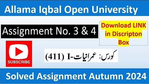 ⏩ AIOU Code 411 Solved Assignment No.3 & 4 Autumn 2024 || Subject: Sociology – I || Level: B.Com/ BA