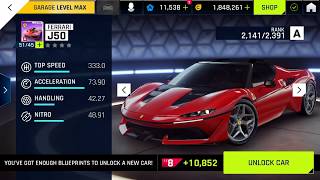 Unlocking ferrari j50 - asphalt 9 legends android ios gameplay