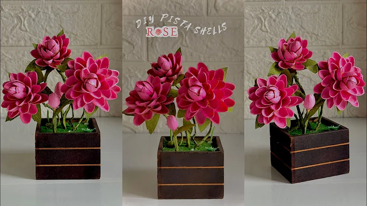 Diy pista shells rose flower 🌸#craft #diy #pistashell #pistashellart #pistashellcrafts #pista