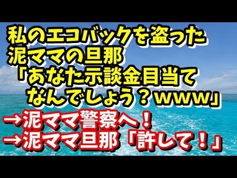 スカッとする話　私のエコバックを盗った泥ママの旦那「あなた示談金目当てなんでしょう？ｗｗｗ」→泥ママ警察へ！→泥ママ旦那「許して！」